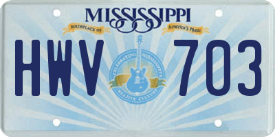 MS license plate HWV703