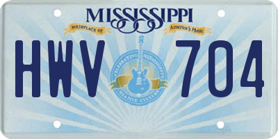 MS license plate HWV704
