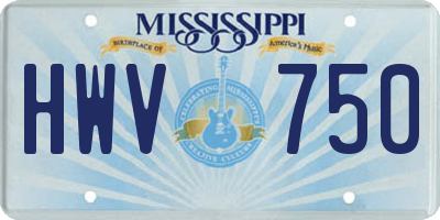MS license plate HWV750