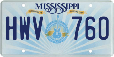 MS license plate HWV760
