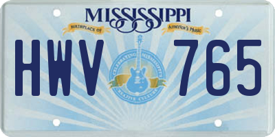 MS license plate HWV765
