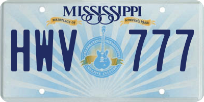 MS license plate HWV777