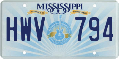 MS license plate HWV794
