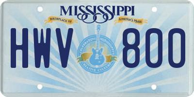 MS license plate HWV800