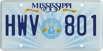 MS license plate HWV801