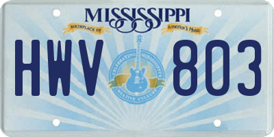MS license plate HWV803