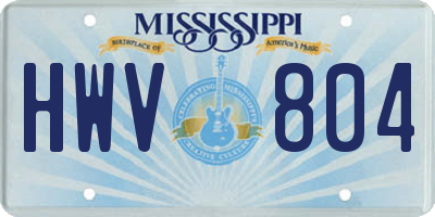 MS license plate HWV804