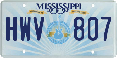 MS license plate HWV807