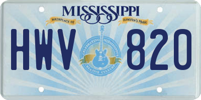MS license plate HWV820