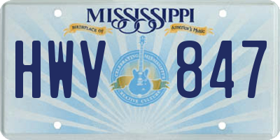 MS license plate HWV847