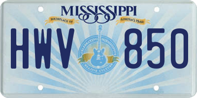 MS license plate HWV850
