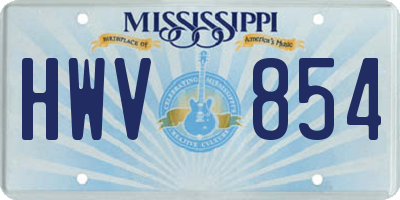 MS license plate HWV854