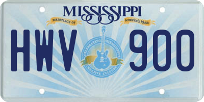 MS license plate HWV900
