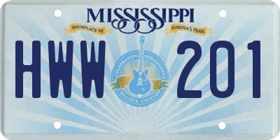 MS license plate HWW201