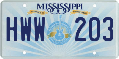 MS license plate HWW203