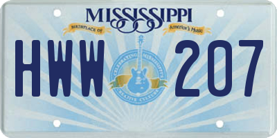 MS license plate HWW207