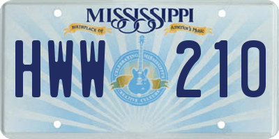MS license plate HWW210