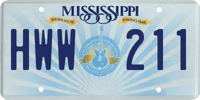 MS license plate HWW211