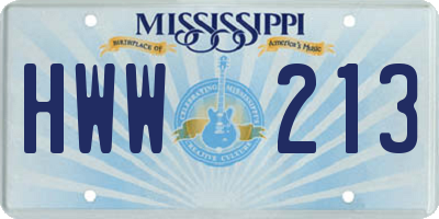 MS license plate HWW213