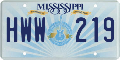 MS license plate HWW219