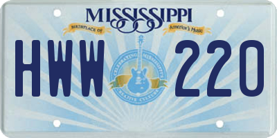 MS license plate HWW220