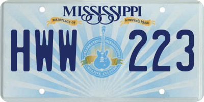 MS license plate HWW223