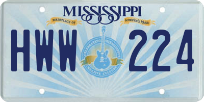 MS license plate HWW224