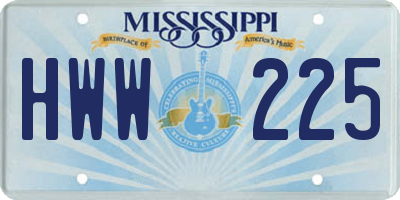 MS license plate HWW225