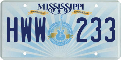 MS license plate HWW233