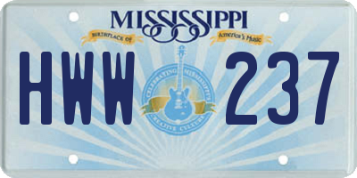 MS license plate HWW237