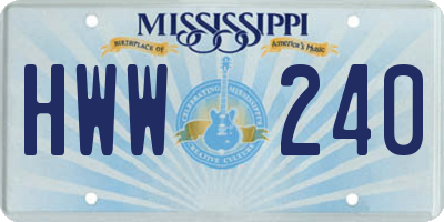 MS license plate HWW240
