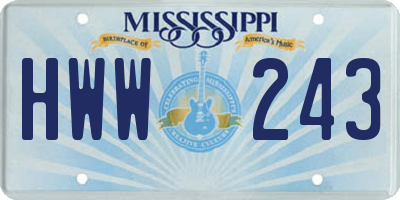 MS license plate HWW243