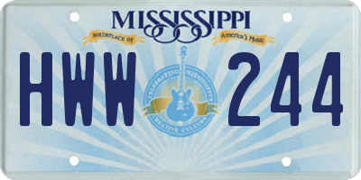 MS license plate HWW244