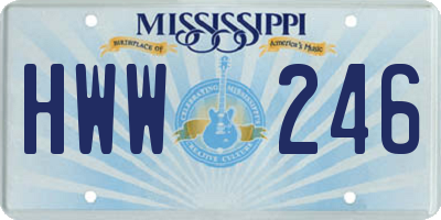 MS license plate HWW246