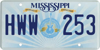 MS license plate HWW253