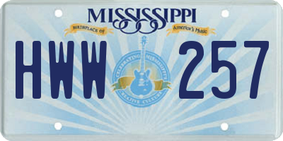 MS license plate HWW257