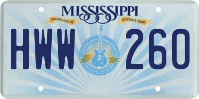 MS license plate HWW260