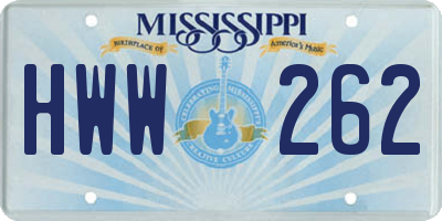 MS license plate HWW262