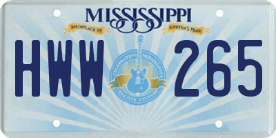 MS license plate HWW265