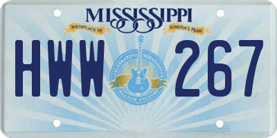 MS license plate HWW267