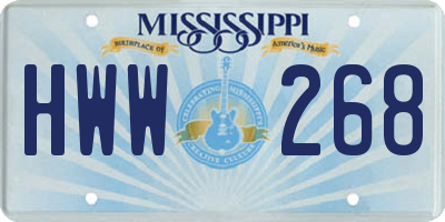 MS license plate HWW268