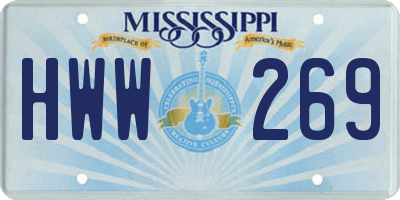MS license plate HWW269