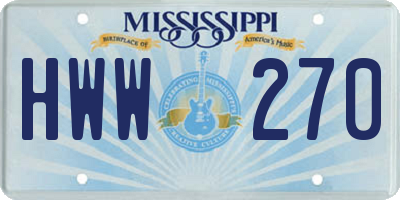 MS license plate HWW270