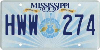 MS license plate HWW274