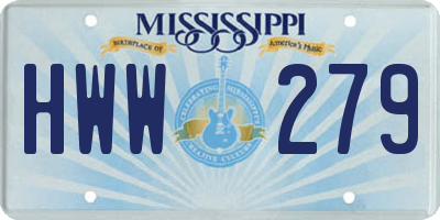 MS license plate HWW279