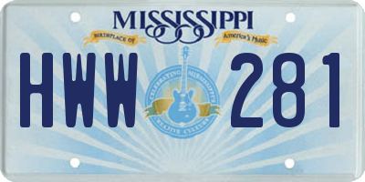 MS license plate HWW281