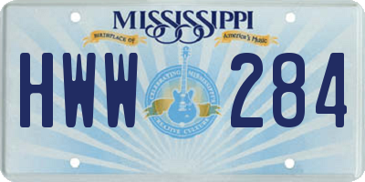 MS license plate HWW284