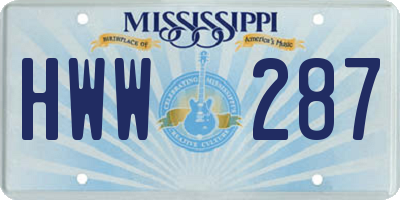 MS license plate HWW287