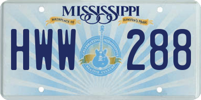 MS license plate HWW288