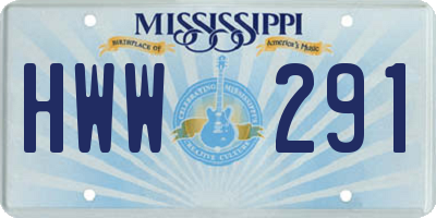 MS license plate HWW291